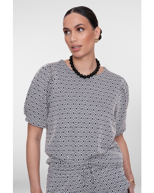 Geisha Top jacquard 10 off-white/navy