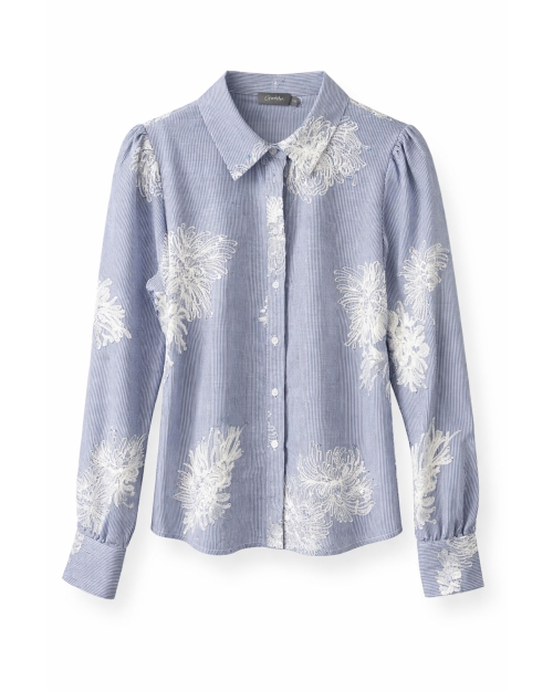 Geisha Blouse embroidered flowers 625 blue/off-white