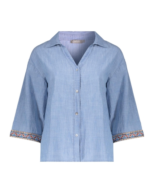 Geisha Blouse chambray with tape 635 jeansblue