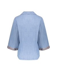 Geisha Blouse chambray with tape 635 jeansblue
