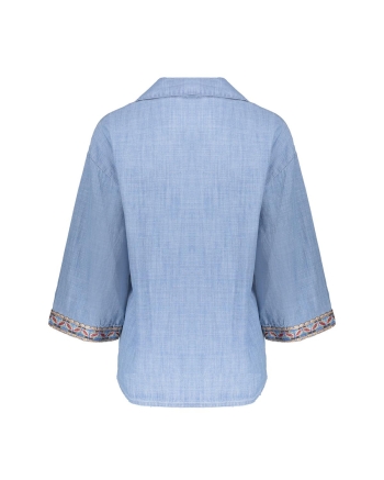 Geisha Blouse chambray with tape 635 jeansblue