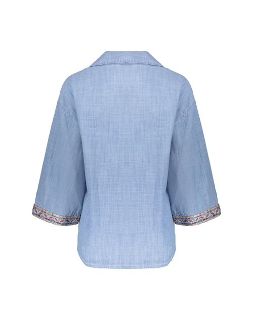 Geisha Blouse chambray with tape 635 jeansblue