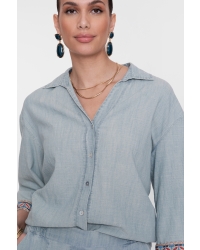 Geisha Blouse chambray with tape 635 jeansblue
