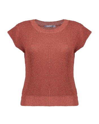 Geisha Pullover lurex sleeveless 743 stone red/gold