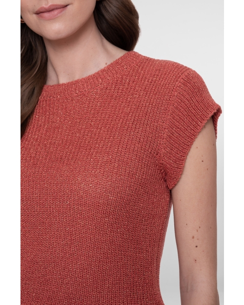 Geisha Pullover lurex sleeveless 743 stone red/gold