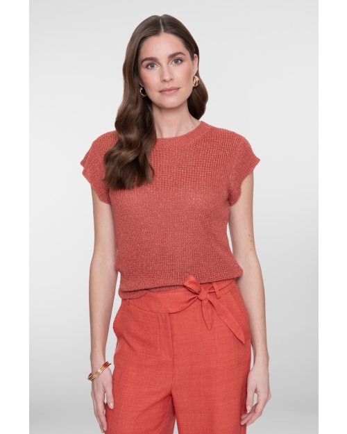 Geisha Pullover lurex sleeveless 743 stone red/gold