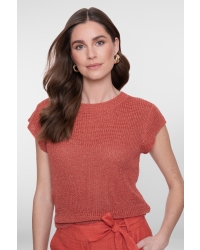 Geisha Pullover lurex sleeveless 743 stone red/gold
