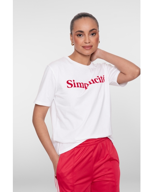 Geisha T-shirt simplicite 10 off-white/red