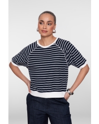 Geisha T-shirt stripe 675 navy/white