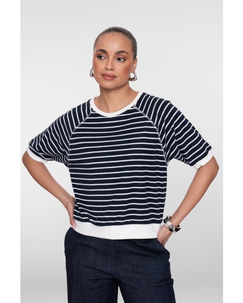 Geisha T-shirt stripe 675 navy/white