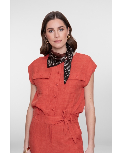 Geisha Blouse with pockets 201 burned orange