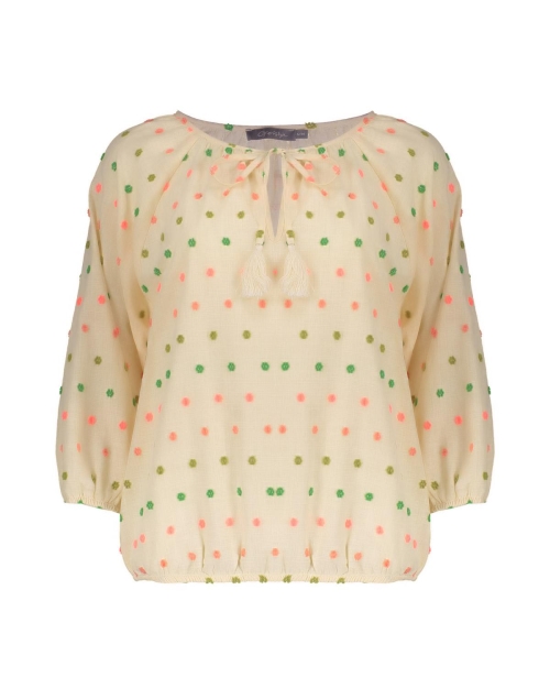 Geisha top 718 ecru/green/blush