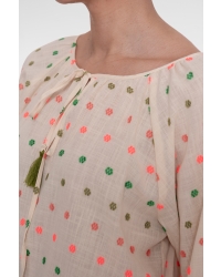 Geisha top 718 ecru/green/blush