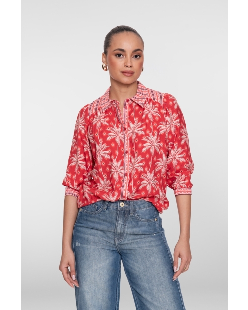 Geisha blouse 450 red/ecru