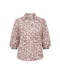 Geisha blouse 718 ecru/cherry red