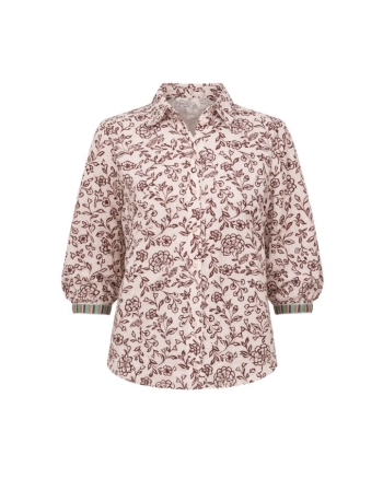 Geisha blouse 718 ecru/cherry red