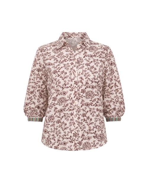 Geisha blouse 718 ecru/cherry red