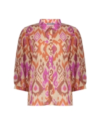 Geisha blouse 718 ecru/brown/cassis