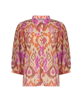 Geisha blouse 718 ecru/brown/cassis