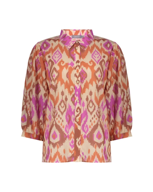 Geisha blouse 718 ecru/brown/cassis