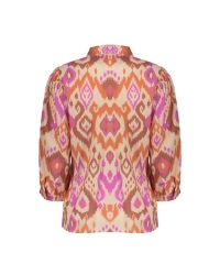 Geisha blouse 718 ecru/brown/cassis