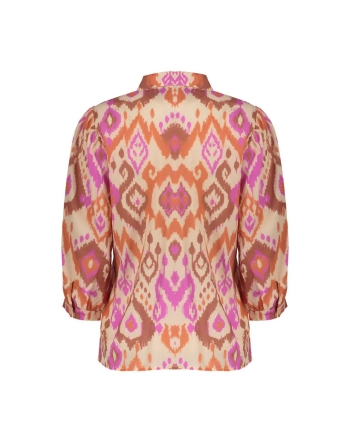 Geisha blouse 718 ecru/brown/cassis