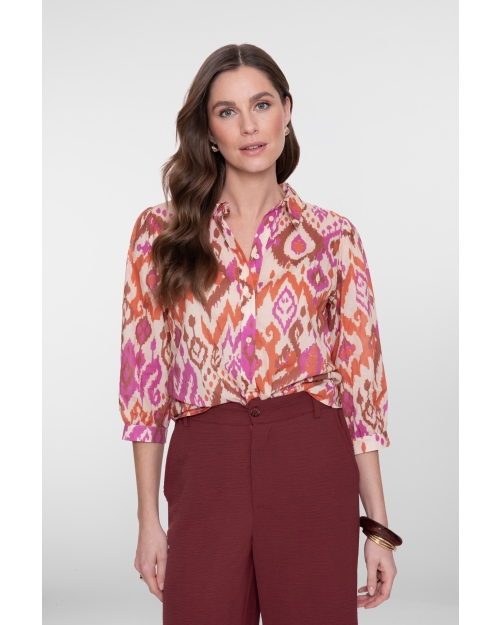 Geisha blouse 718 ecru/brown/cassis