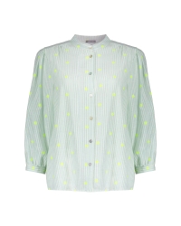 Geisha Blouse stripes 10 off-white/l'green