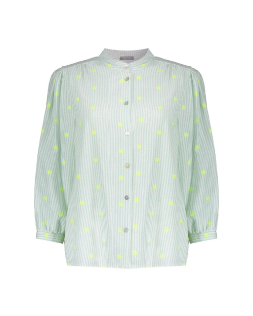 Geisha Blouse stripes 10 off-white/l'green