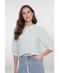 Geisha Blouse stripes 10 off-white/l'green