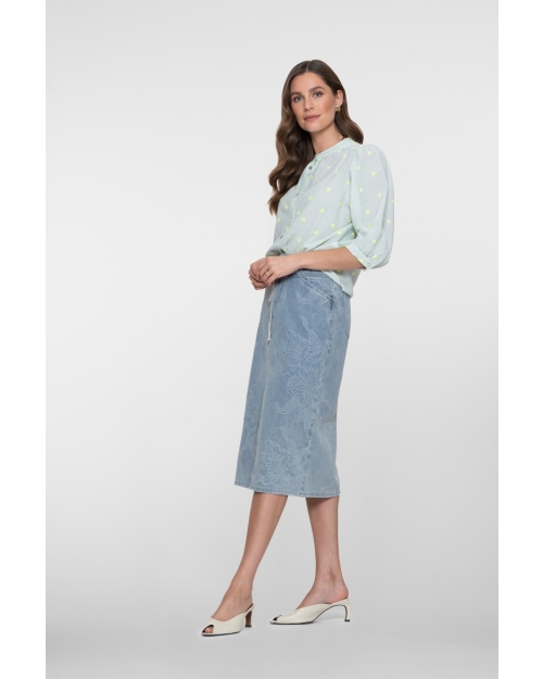 Geisha Blouse stripes 10 off-white/l'green