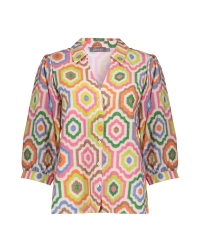 Geisha blouse 718 ecru/tabacco/pink