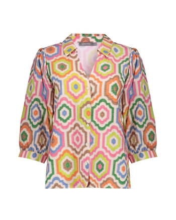 Geisha blouse 718 ecru/tabacco/pink