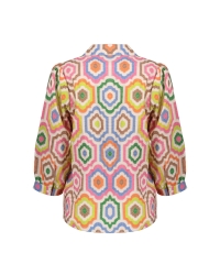 Geisha blouse 718 ecru/tabacco/pink