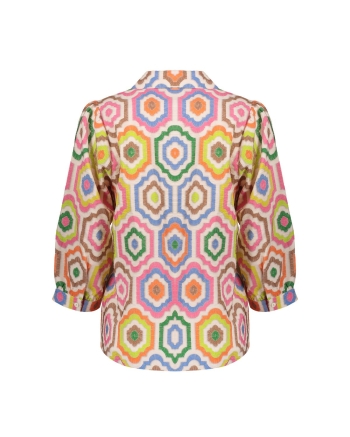 Geisha blouse 718 ecru/tabacco/pink
