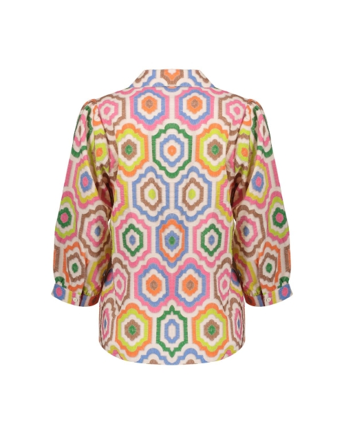 Geisha blouse 718 ecru/tabacco/pink