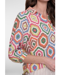 Geisha blouse 718 ecru/tabacco/pink