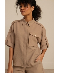 Studio Anneloes Nellie waffle blouse 2200 latte