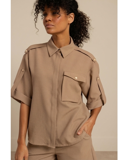 Studio Anneloes Nellie waffle blouse 2200 latte