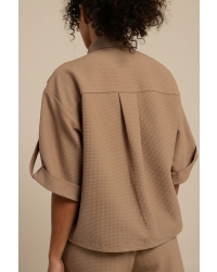 Studio Anneloes Nellie waffle blouse 2200 latte