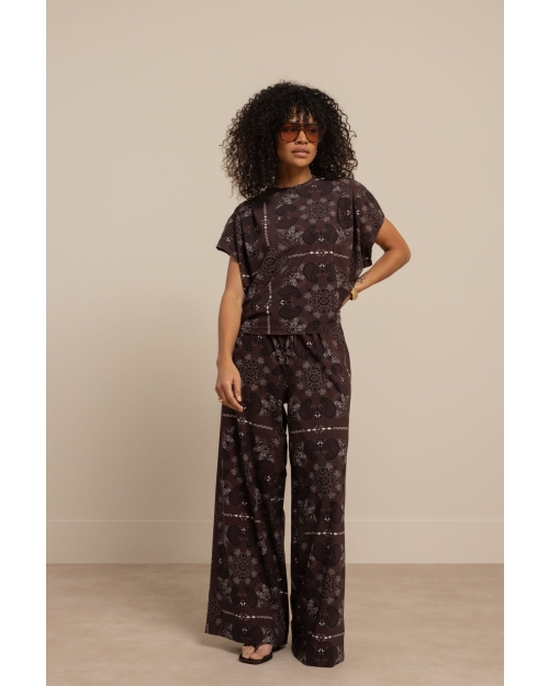 Studio Anneloes Grace paisley trousers 8714 espresso/kit