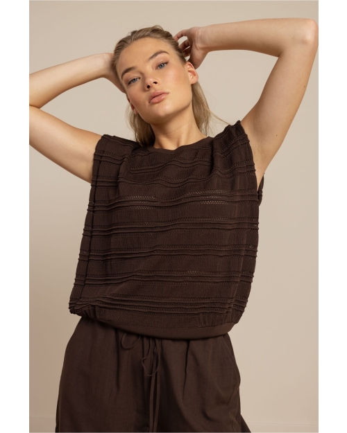 Studio Anneloes Leona knitted top 8700 espresso