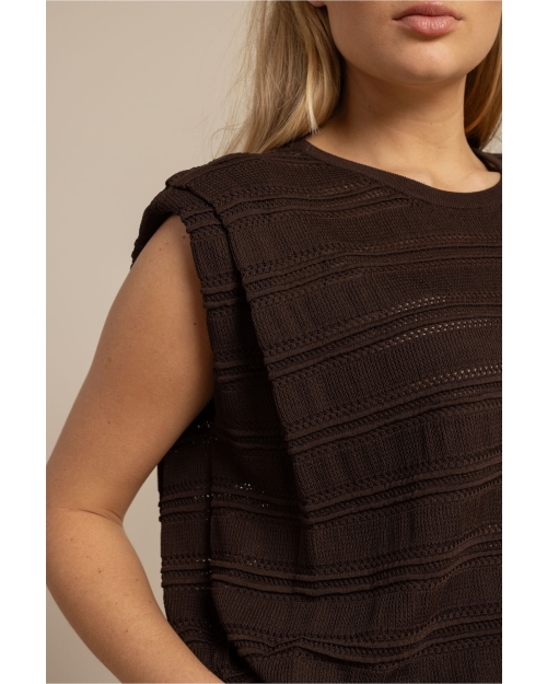 Studio Anneloes Leona knitted top 8700 espresso