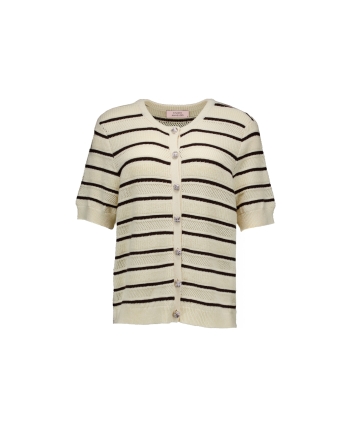 Studio Anneloes Yara stripe cardigan 1787 ecru/espresso