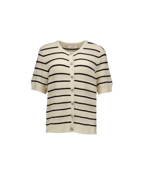 Studio Anneloes Yara stripe cardigan 1787 ecru/espresso