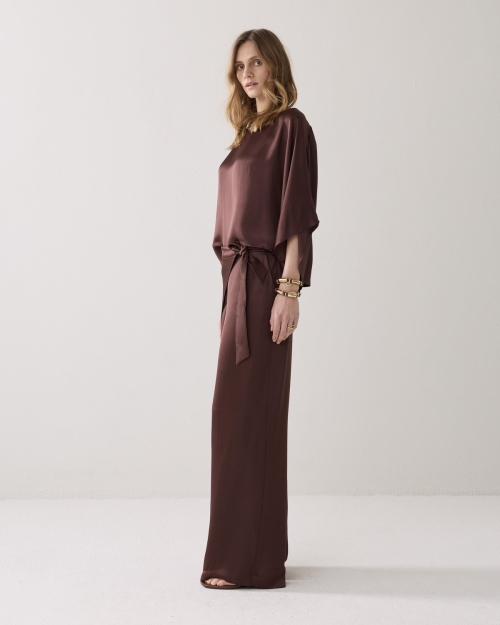 Summum Trousers Heavy silky touch 713 Coffee