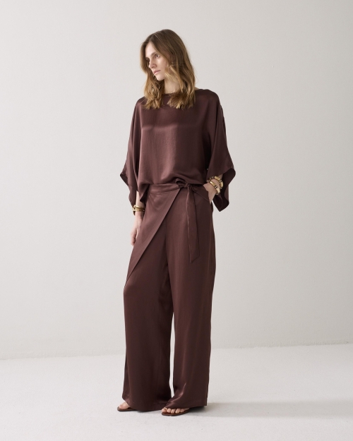 Summum Trousers Heavy silky touch 713 Coffee