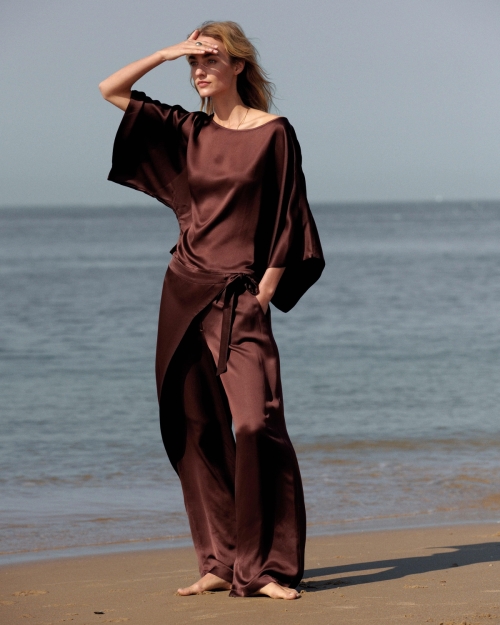 Summum Trousers Heavy silky touch 713 Coffee