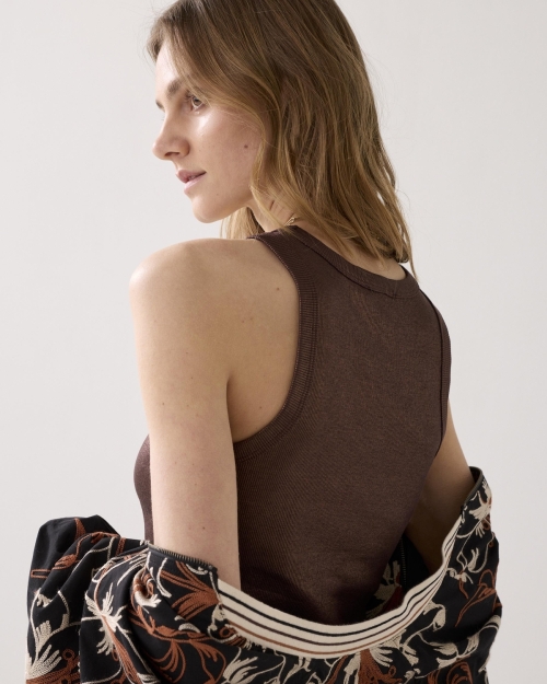 Summum Rib tanktop cotton rib 713 Coffee