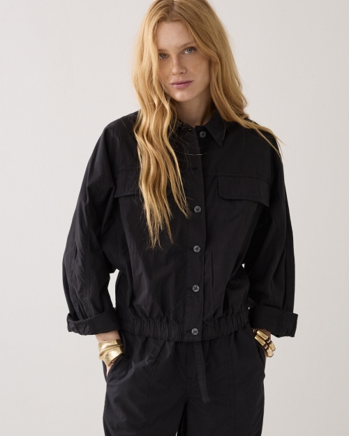 Summum Batwing jacket Breezy cotton canvas 990 Black
